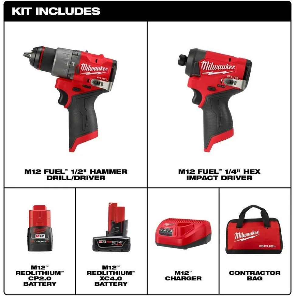 Milwaukee M12 FUEL 2-Tool Combo Kit & M12 FUEL 3/8" Ratchet