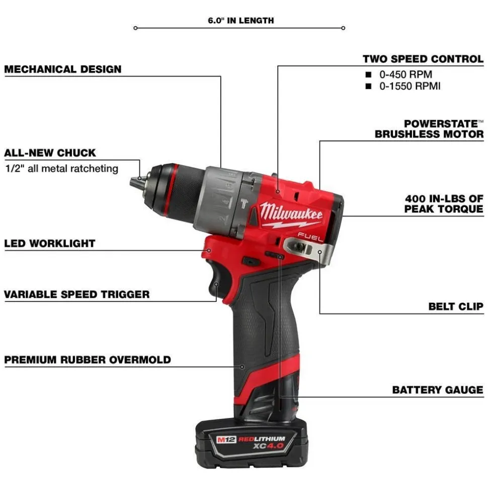 Milwaukee M12 FUEL 2-Tool Combo Kit & M12 FUEL 3/8" Ratchet