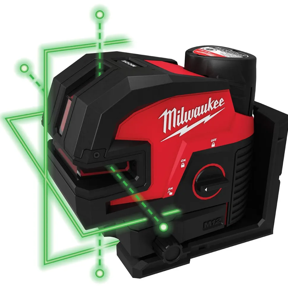 Milwaukee M12 Green Cross Line & 4-Points Laser Kit 3624-21