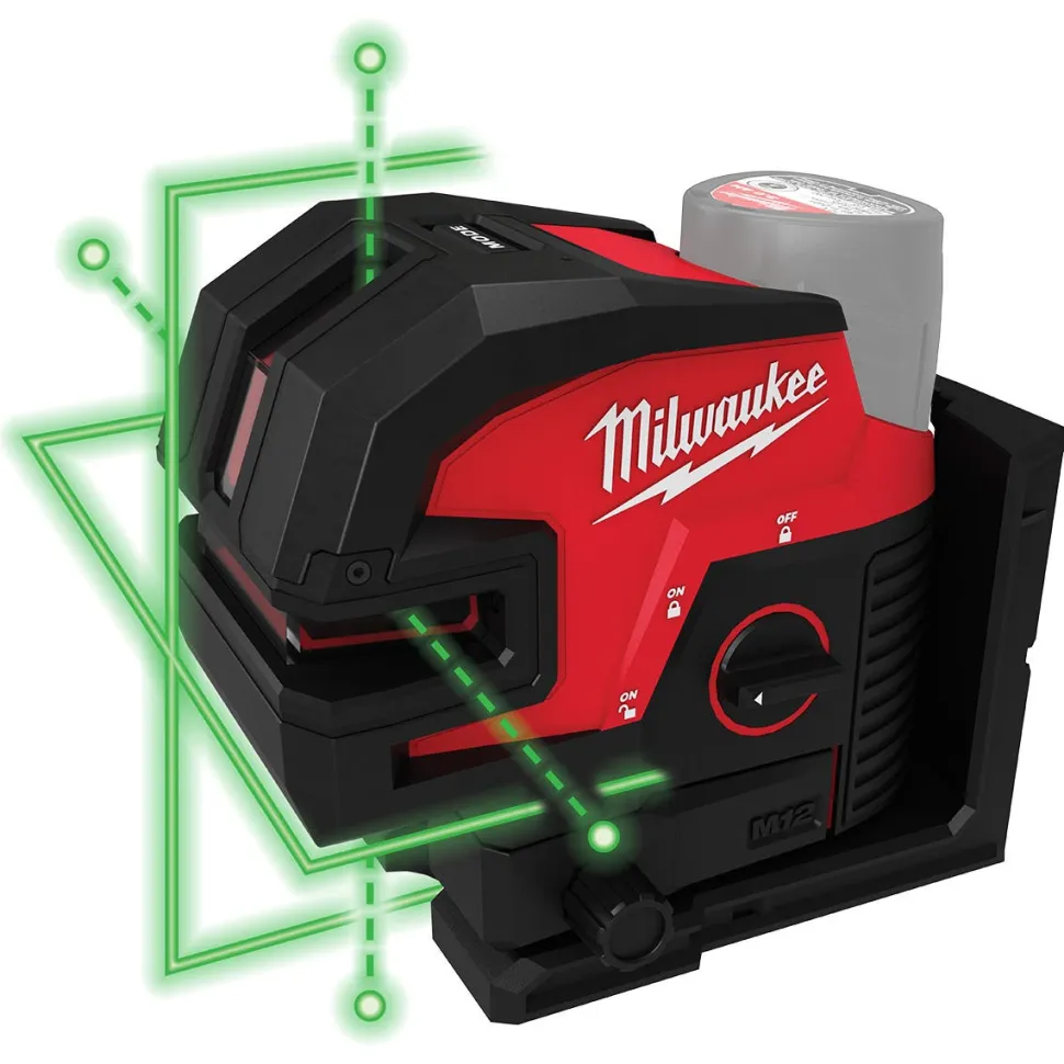 Milwaukee M12 Green Cross Line & 4-Points Laser (Tool Only) 3624-20