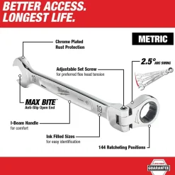 Milwaukee 24MM Metric Flex Head Ratcheting Combination Wrench 45-96-9624