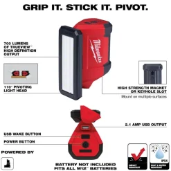 Milwaukee M12 PACKOUT Flood Light w/ USB Charging & M12 ROVER Service and Repair Flood Light w/ USB Charging 2356-20 & 2367-20