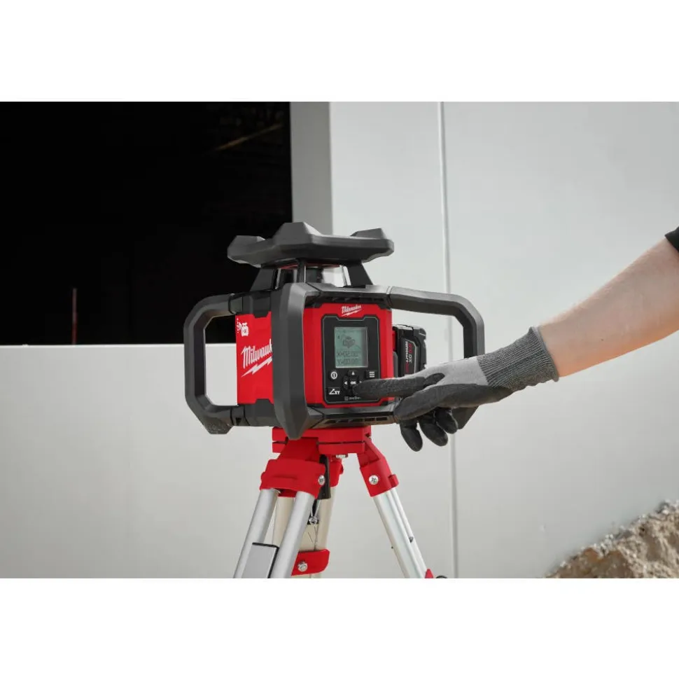 Milwaukee M18 Red Exterior Dual Slope Rotary Laser Level Kit w/ Receiver & Remote 3704-21