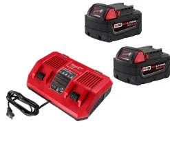 Milwaukee M18 REDLITHIUM XC5.0 Extended Capacity Battery 2-Pack & M18 Dual Bay Simultaneous Rapid Charger Kit 48-11-1852 & 48-59-1802