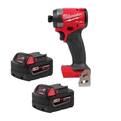 Milwaukee M18 REDLITHIUM XC5.0 Extended Capacity Battery 2-Pack & M18 FUEL 1/4" Hex Impact Driver Kit 48-11-1852 & 2953-20