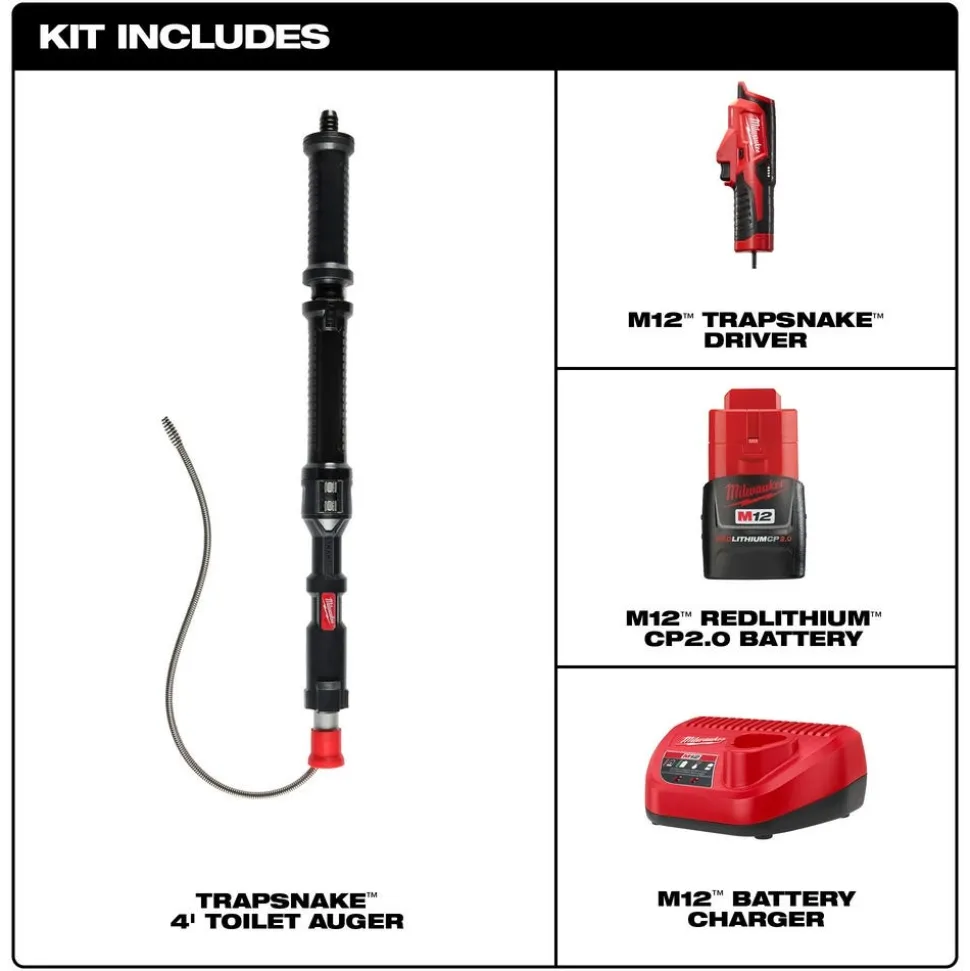 Milwaukee M12 TRAPSNAKE 4' Urinal Auger 3574-21