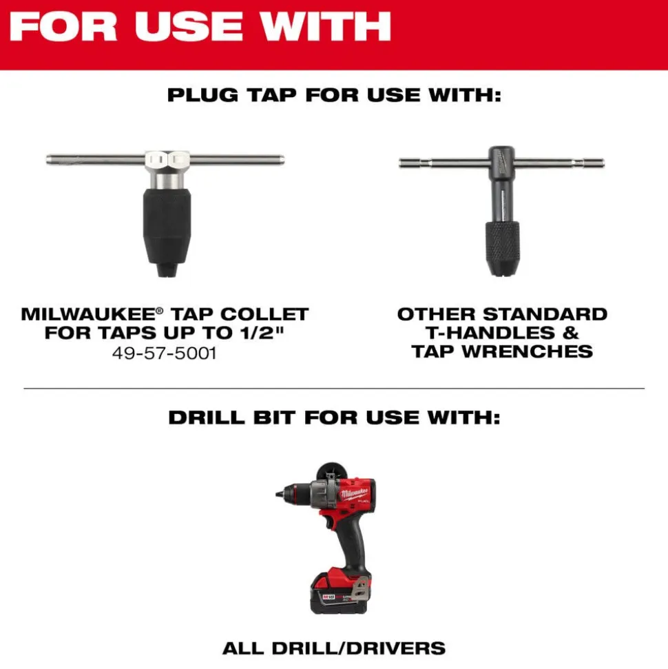 Milwaukee 4-40 NC Straight Flute Plug Tap & #43 Drill Bit 49-57-5508
