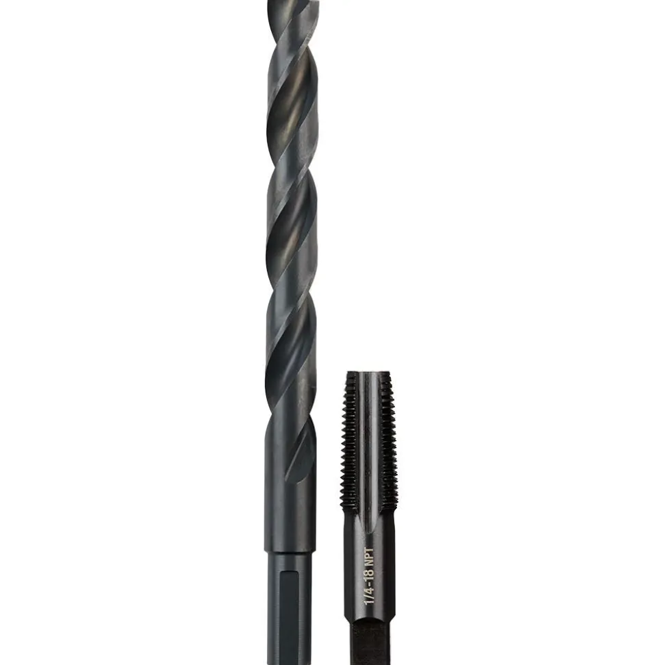 Milwaukee 1/4"-18 NPT Straight Flute Plug Tap & 7/16" Drill Bit 49-57-5591