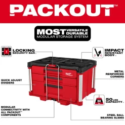 Milwaukee PACKOUT Multi-Depth 3-Drawer Tool Box 48-22-8447