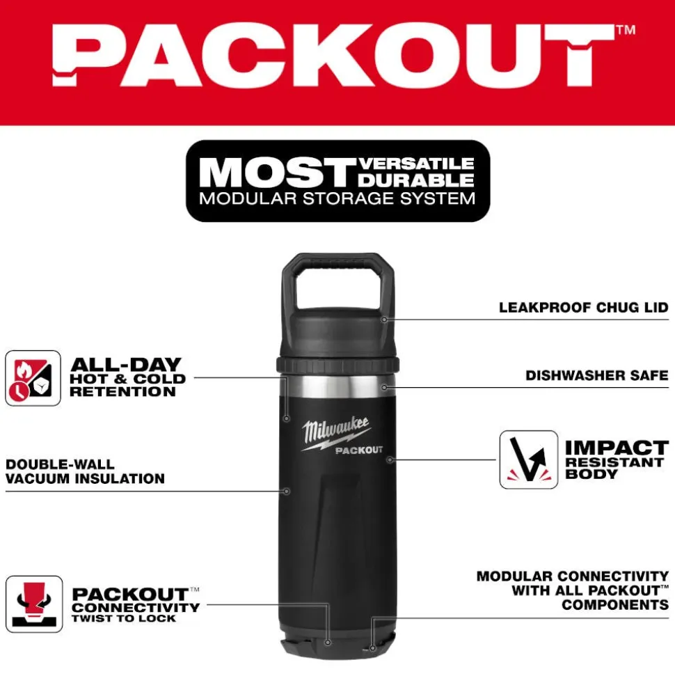 Milwaukee PACKOUT 18oz Insulated Bottle with Chug Lid 48-22-8382B