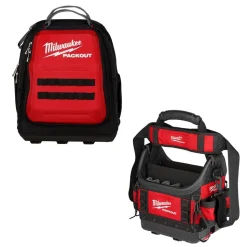 Milwaukee PACKOUT 10" Structured Tote & 48 Pocket Backpack Bundle