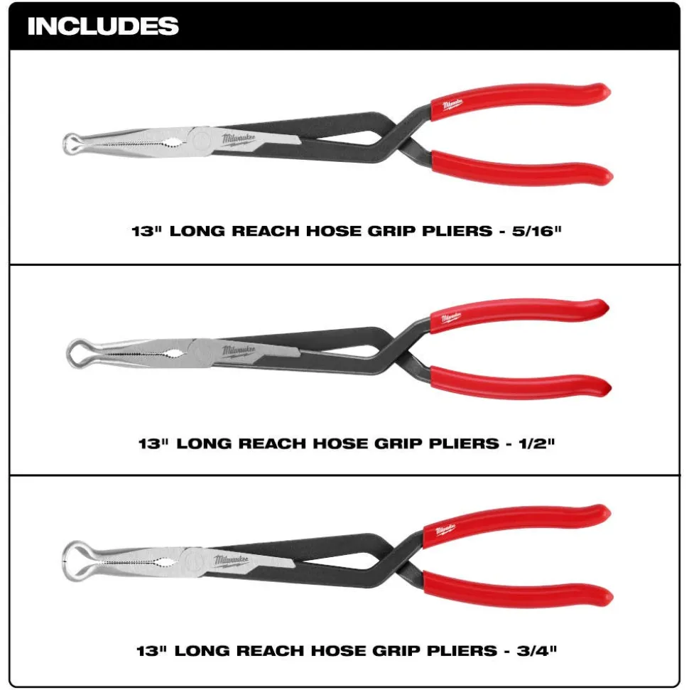 Milwaukee 3PC Long Reach Hose Grip Pliers Set 48-22-6563