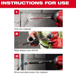 Milwaukee 7PC. SHOCKWAVE Impact Duty Carbide Hammer Drill Bit Concrete Screw Install Set 48-20-9097