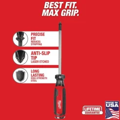 Milwaukee #2 Phillips 6" Cushion Grip Demolition Screwdriver (USA) MT205