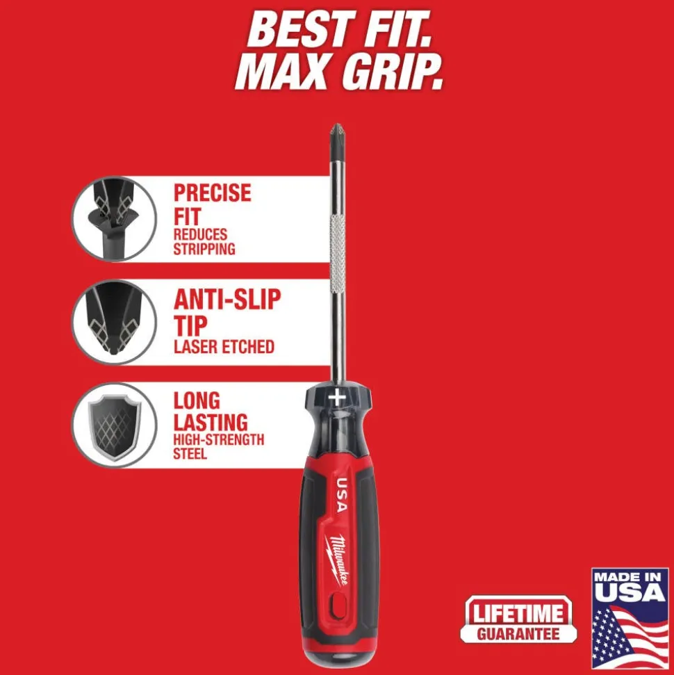 Milwaukee #2 Phillips 4" Cushion Grip Screwdriver (USA) MT202