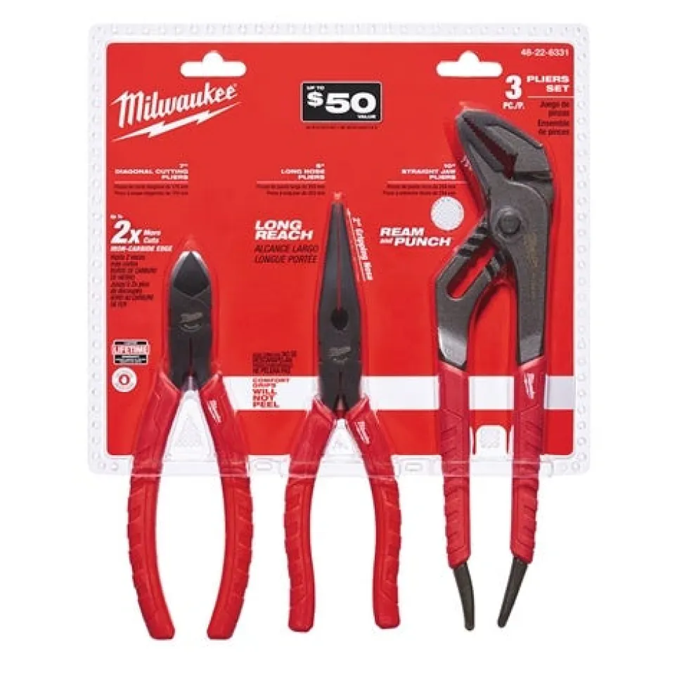 Milwaukee 3 Piece Comfort Grip Pliers Kit 48-22-6331