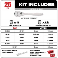 Milwaukee 25 Piece 1/4