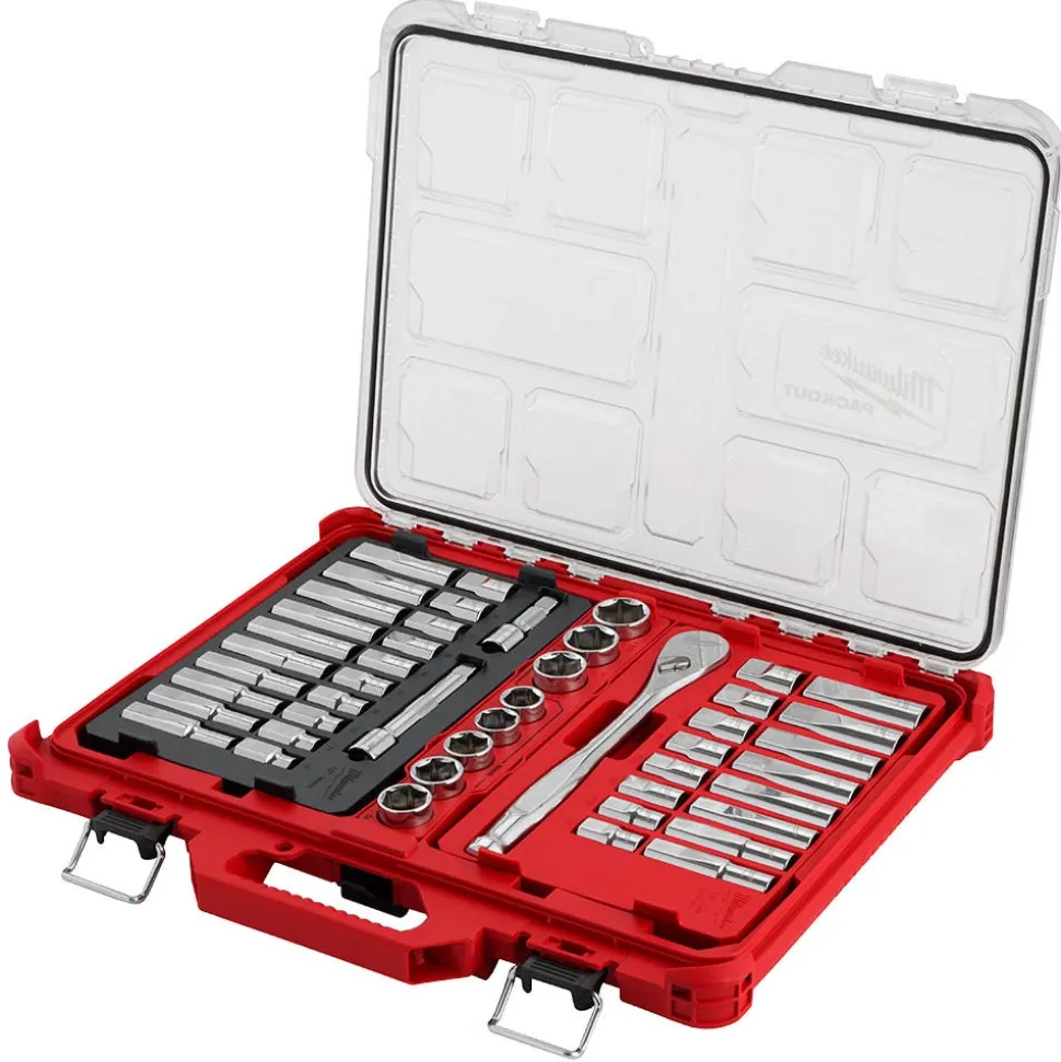 Milwaukee 47 Piece 1/2" Drive SAE & Metric Ratchet & Socket Set with PACKOUT Organizer 48-22-9487