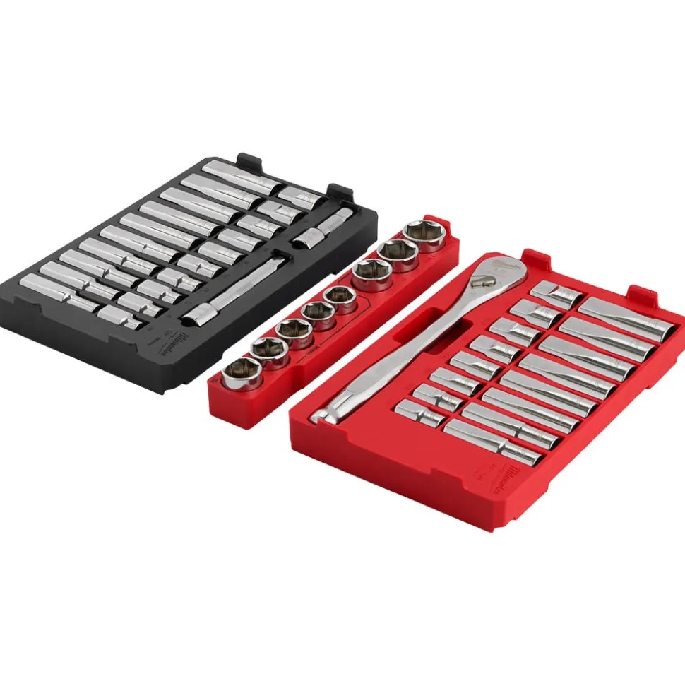 Milwaukee 47 Piece 1/2" Drive SAE & Metric Ratchet & Socket Set with PACKOUT Organizer 48-22-9487