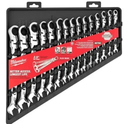 Milwaukee 15 Piece Metric Flex Head Ratcheting Combination Wrench Set 48-22-9513