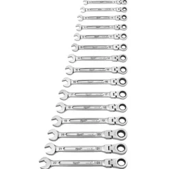 Milwaukee 15 Piece Metric Flex Head Ratcheting Combination Wrench Set 48-22-9513