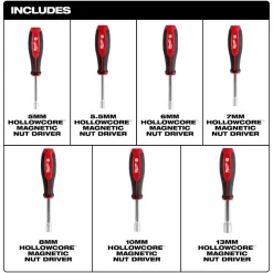 Milwaukee 7 Piece Metric HollowCore Magnetic Nut Driver Set 48-22-2548