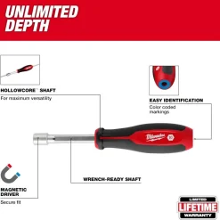 Milwaukee 7 Piece Metric HollowCore Magnetic Nut Driver Set 48-22-2548