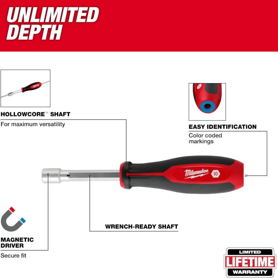 Milwaukee 7 Piece Metric HollowCore Magnetic Nut Driver Set 48-22-2548