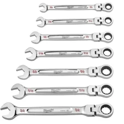 Milwaukee 7 Piece SAE Flex Head Ratcheting Combination Wrench Set 48-22-9429
