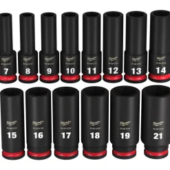 Milwaukee 14 Piece Shockwave Impact Duty 3/8" Drive Metric Deep 6 Point Socket Set 49-66-7008