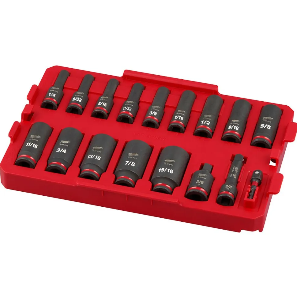 Milwaukee 15 Piece SHOCKWAVE Impact Duty 1/2" Drive SAE PACKOUT Deep Socket Set 49-66-6802