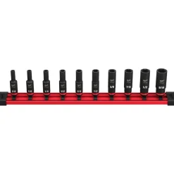 Milwaukee 10 Piece Shockwave Impact Duty 1/4" Drive SAE Deep 6 Point Socket Set 49-66-7001
