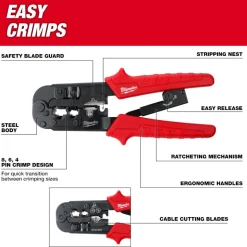 Milwaukee Ratcheting Modular Crimper & Stripper 48-22-3076