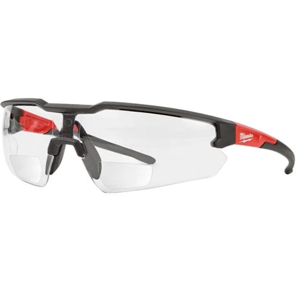 Milwaukee Safety Glasses with Magnified Clear Anti-Scratch Lenses +2.50 Magnification - Polybag Packaging 48-73-2207