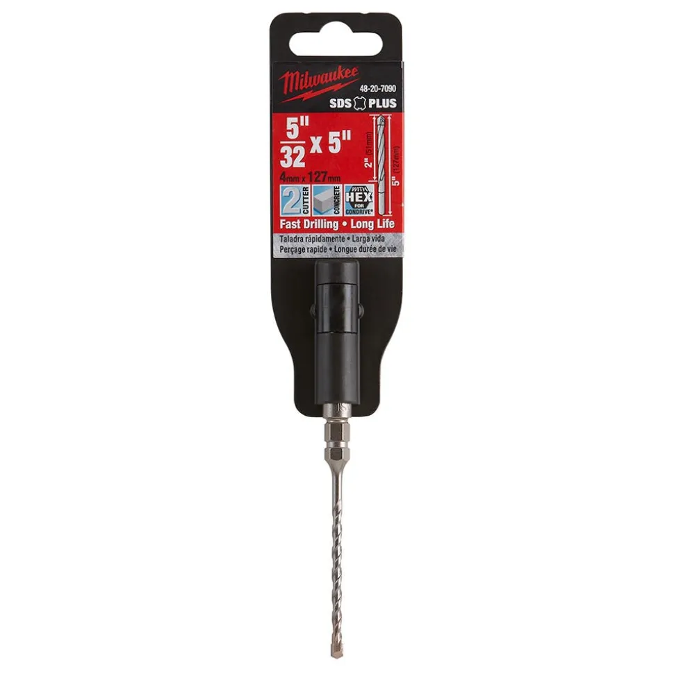 Milwaukee SDS-PLUS 2CT 3/16" x 4" x 7" W/Hex 48-20-7192