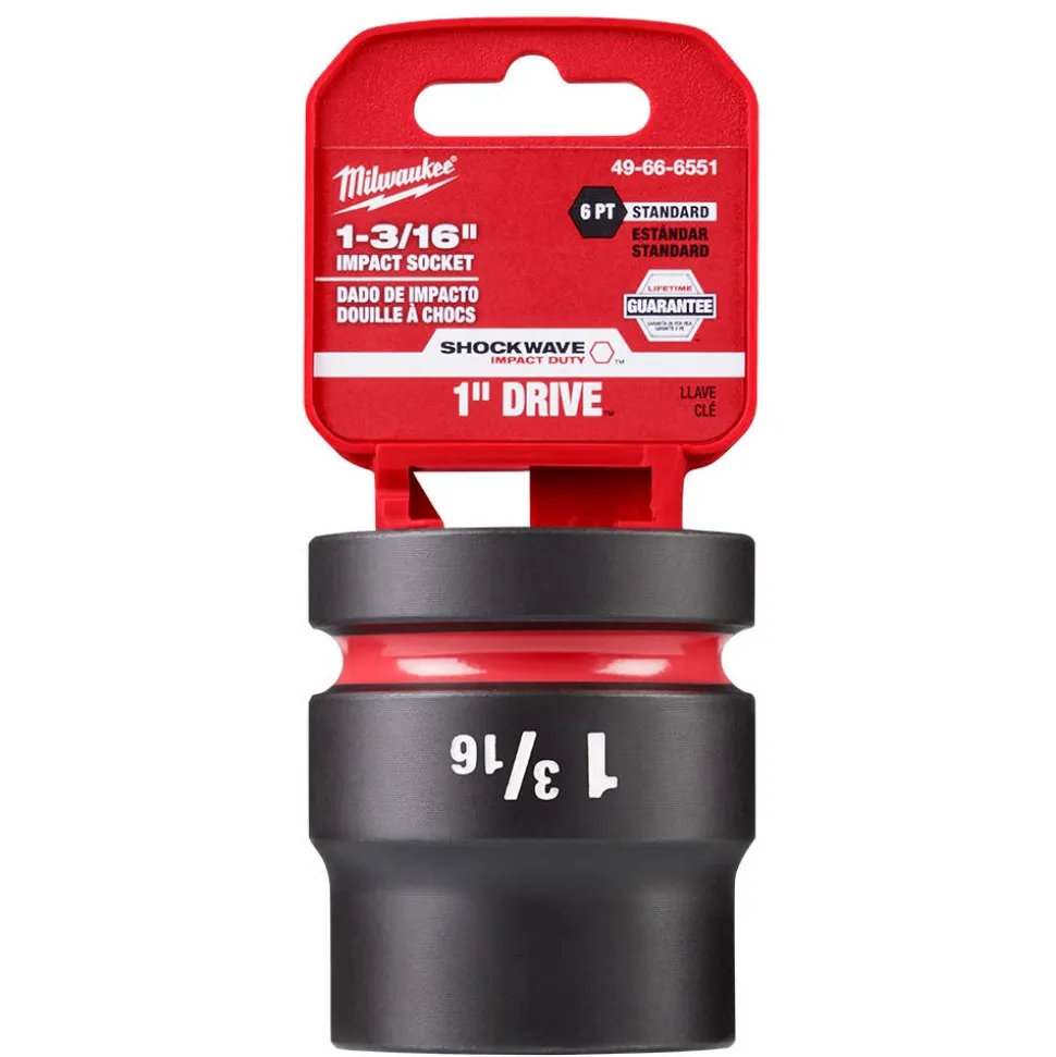Milwaukee SHOCKWAVE Impact Duty 1" Drive 1-3/16" Standard 6 Point Socket 49-66-6551