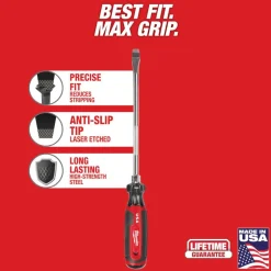 Milwaukee 3/8" Slotted 8" Cushion Grip Screwdriver (USA) MT209