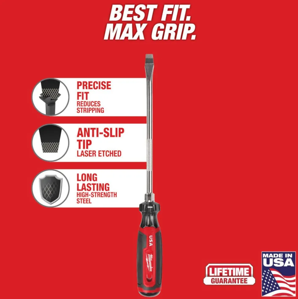 Milwaukee 3/8" Slotted 8" Cushion Grip Screwdriver (USA) MT209