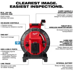 Milwaukee Tool M18 120’ Mid-Stiff Modular Pipeline Inspection System 3973-22