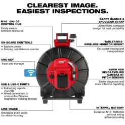 Milwaukee Tool M18 325’ Stiff Modular Pipeline Inspection System 3976-22