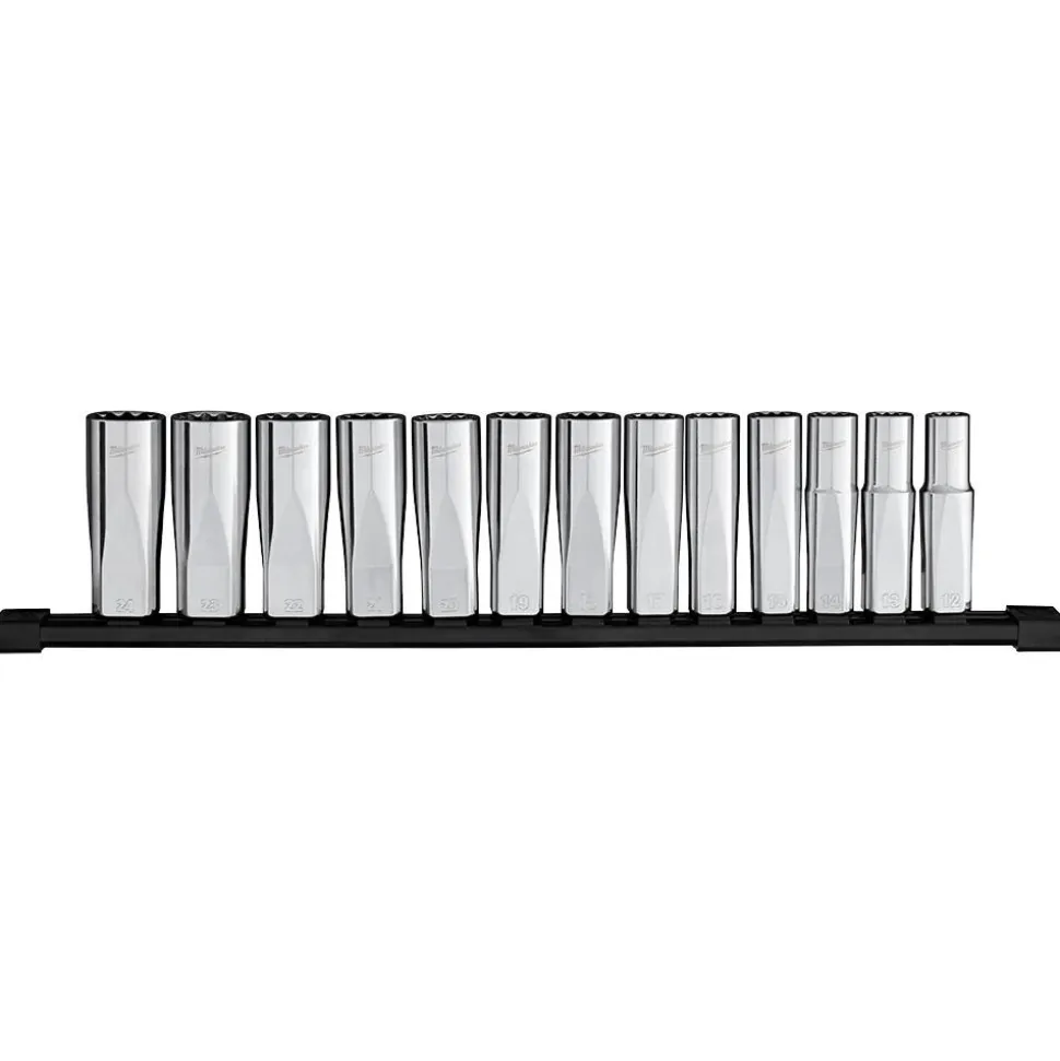 Milwaukee Tool 13pc 1/2" Drive 12-Point Deep Well Metric Socket Set 48-22-9524