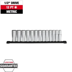 Milwaukee Tool 13pc 1/2" Drive 12-Point Deep Well Metric Socket Set 48-22-9524