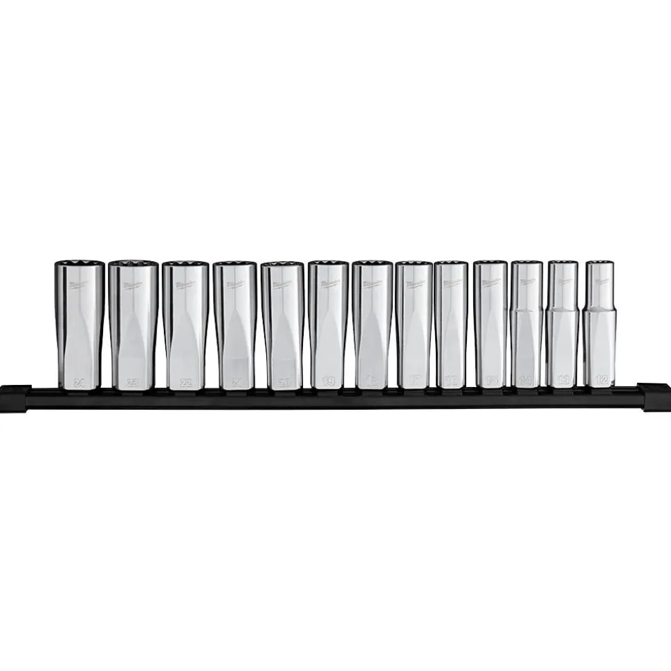 Milwaukee Tool 13pc 1/2" Drive 12-Point Deep Well Metric Socket Set 48-22-9524