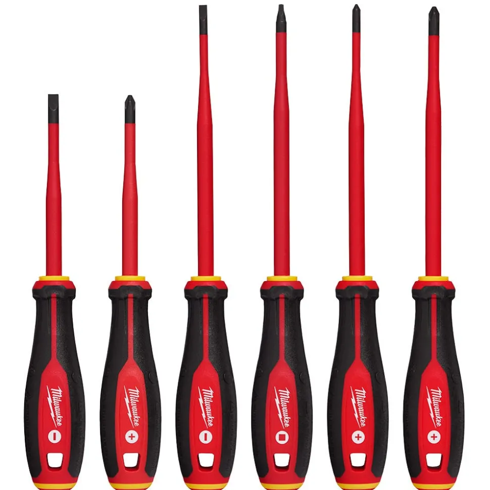 Milwaukee Tool 6 Piece 1000V Insulated Slim Tip Screwdriver Set 48-22-2206