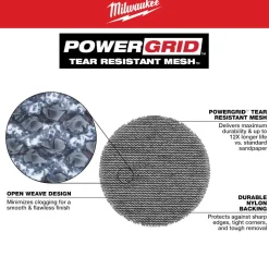 Milwaukee Tools 3” Assorted 80, 120, 180 Grit Mesh Sanding Discs with POWERGRID Tear Resistant Mesh – 12 pk + Pad Saver 48-80-6405