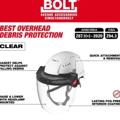 Milwaukee Tools BOLT™ Gasketed Full Face Shield - Clear Dual Coat Lens (Compatible with Milwaukee® BOLT™ Safety Helmets & BOLT™ Hard Hats) 48-73-1422