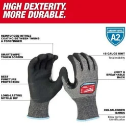 Milwaukee Tools Cut Level 2 High-Dexterity Nitrile Dipped Gloves 48-73-712