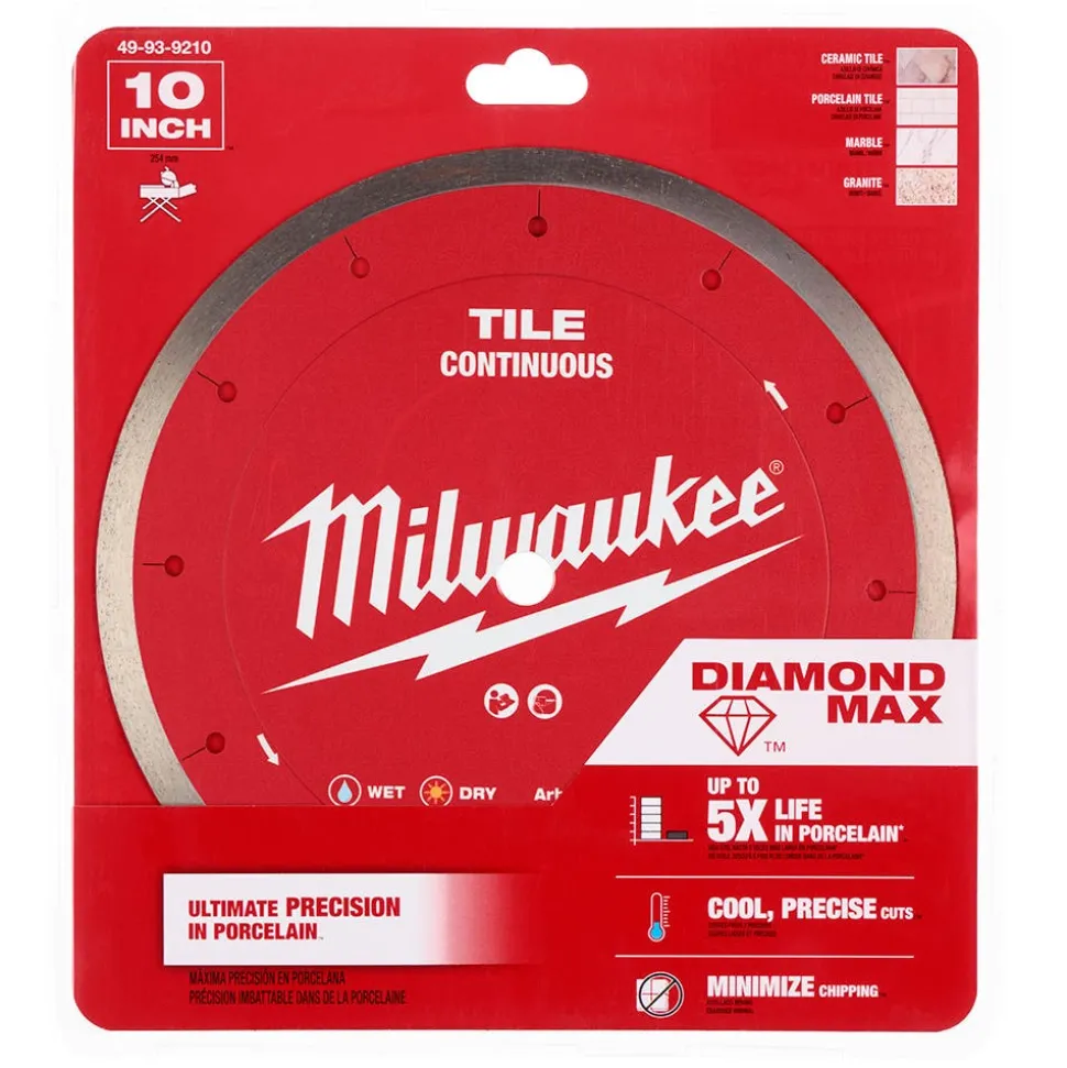 Milwaukee Tools 10" Diamond Max Continuous, Tile Diamond Blade 49-93-9210