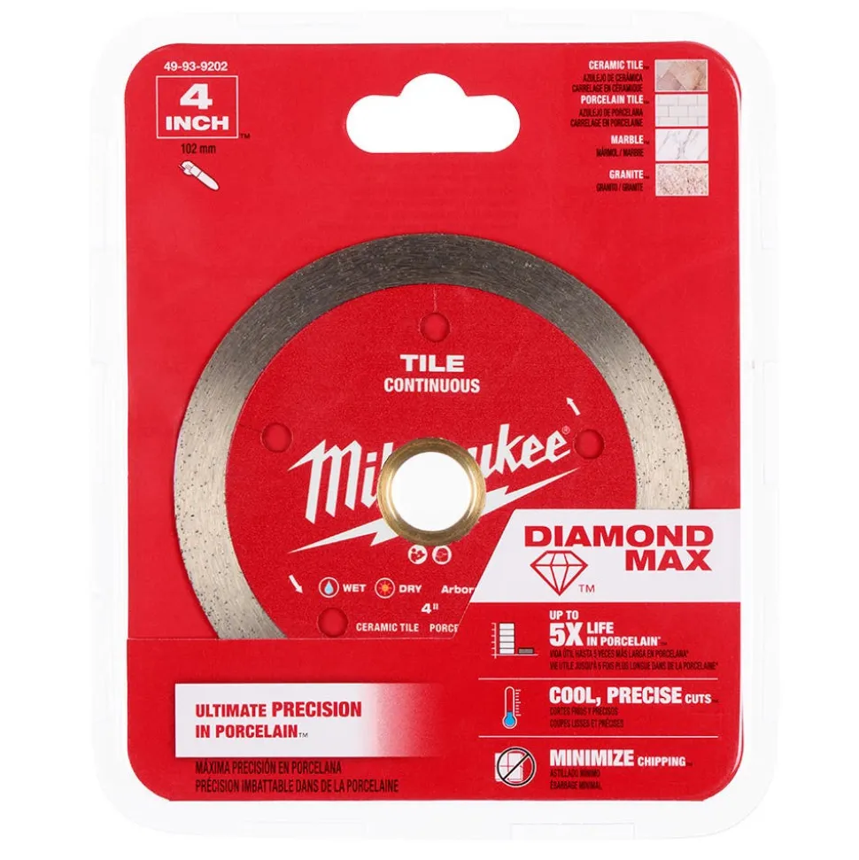 Milwaukee Tools 4" Diamond Max Continuous, Tile Diamond Blade 49-93-9202