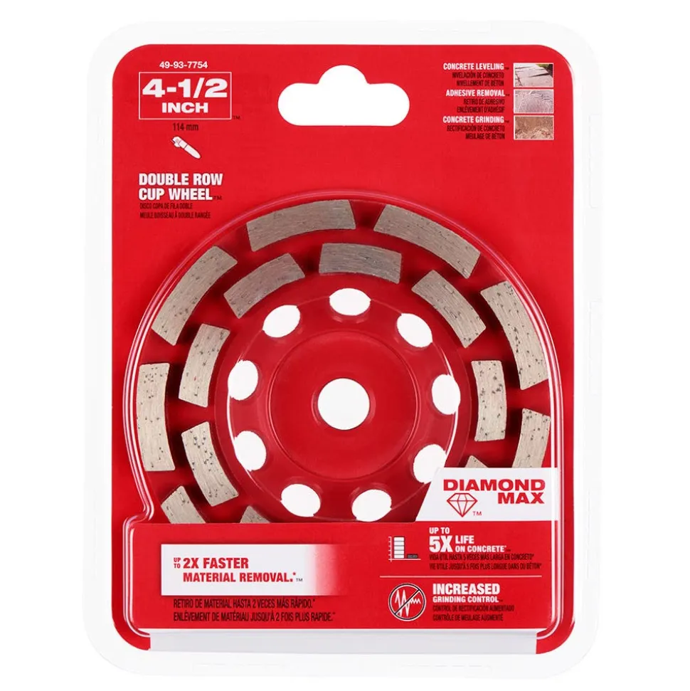 Milwaukee Tools 4-1/2" Diamond Max Double Row Diamond Cup Wheel 49-93-7754